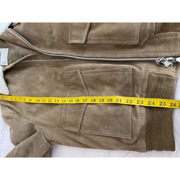 $2,200 MSRP Valstar Flight Jacket Tan Suede Shearling Collar Men Size IT54 NEW - Picture 12 of 13